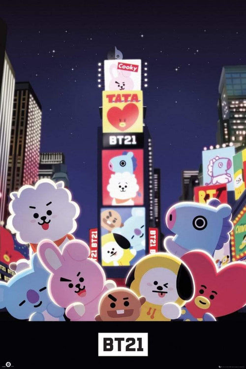 GBeye BT21 Times Square Affiche 61x91,5cm | Yourdecoration.fr