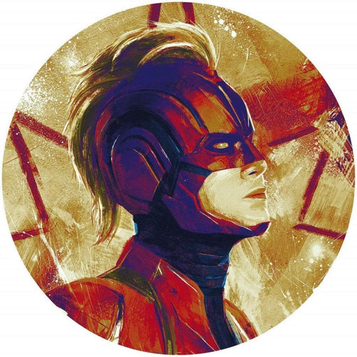 Komar Avengers Painting Captain Marvel Helmet Papier Peint Adhésif 128x128cm Rond | Yourdecoration.fr