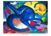 Franz Marc  Zwei Katzen blau und gelb affiche art 70x50cm | Yourdecoration.fr