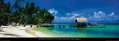 Tom Mackie  Beach and Jetty with Boat affiche art 95x33cm | Yourdecoration.fr