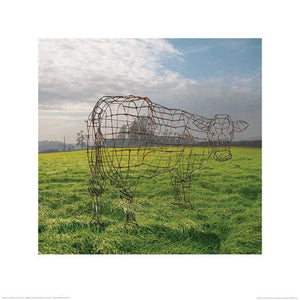 Pyramid Pink Floyd Wireframe Cow affiche art 40x40cm | Yourdecoration.fr