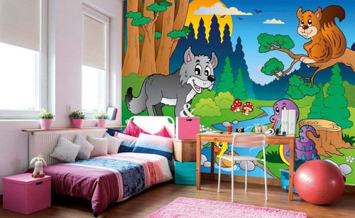 Dimex Forest Animals Papier Peint 375x250cm 5 bandes ambiance | Yourdecoration.fr