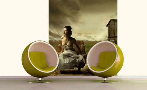 Dimex Girl on Armchair Papier Peint 225x250cm 3 bandes ambiance | Yourdecoration.fr