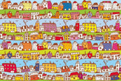 Dimex Houses in Town Papier Peint 375x250cm 5 bandes | Yourdecoration.fr