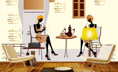 Dimex Street Cafe Papier Peint 375x250cm 5 bandes ambiance | Yourdecoration.fr