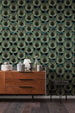 Komar Paon Vert Papier Peint Intissé 200x280cm 4 bandes ambiance | Yourdecoration.fr