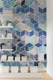 Komar Geometric Blue Papier Peint Intissé 200x250cm 2 bandes ambiance | Yourdecoration.fr