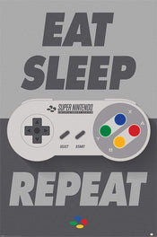 Pyramid Nintendo Eat Sleep SNES Repeat Affiche Poster 61x91,5cm